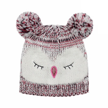 Crianças bebê crianças malha coruja impressão bordado chapéu quente gorro (hw632)